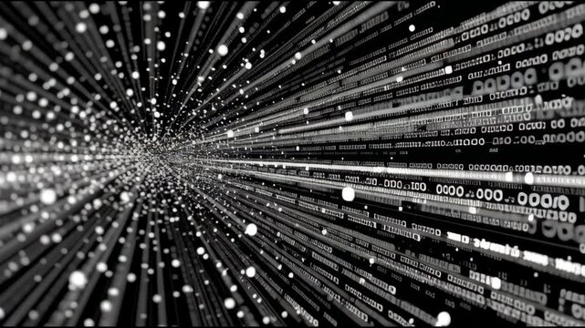Abstract Digital Data Flow with Binary Code and Network Connections