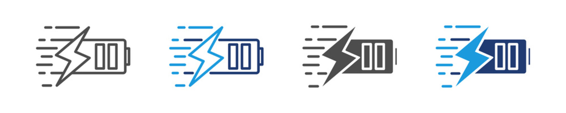 fast charging icon set multiple style