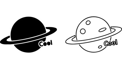 Minimalist Planet Saturn With Cool Text Icon Set © Jamal