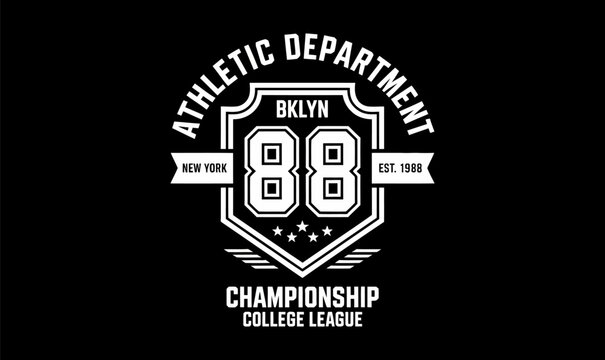 Vintage Brooklyn athletic department shield emblem for t-shirt design in image_0d7aa6.png.