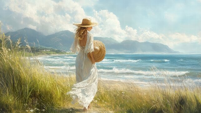 woman in white dress at the beach