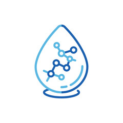 Liquid drop icon containing molecular structure chain.