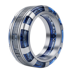 Naklejka premium Futuristic ring with circuit board details and blue lights