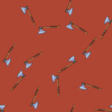 pattern throwing axe medieval hand drawn. halberd tomahawk, viking executioner, francisca bardiche throwing axe medieval vector sketch illustration