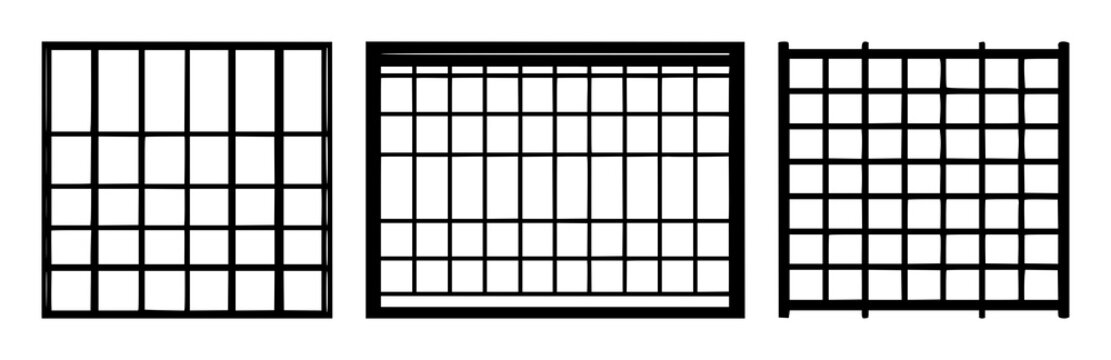 Wireframe grid set with solid black icon on white background featuring UX, wireframe, grid with grid lines and digital design
