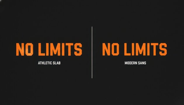 No Limits Typography Comparison: Athletic Slab vs Modern Sans on Dark Background