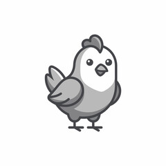 Cute cartoon chicken bird character illustration in line art. © MUCHIB