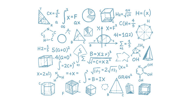 math equations on whiteboard vector mathematics formula geometry algebra shapes