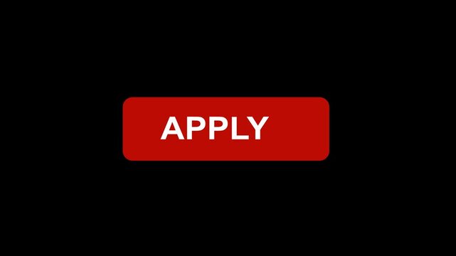 Interactive red apply button pressed by computer mouse cursor on dark background, for modern digital, user interface and, online job application, web concepts
