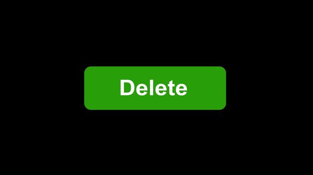 Interactive green delete button ui with mouse cursor pointer click animation for modern software interface and digital user experience website projects