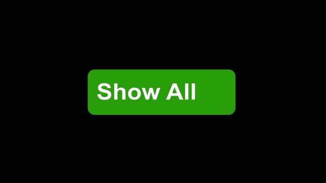 Interactive show all green button ui clicked by computer mouse cursor for modern website navigation and user interface concept for digital software applications
