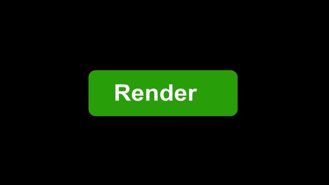 Interactive render button clicked by computer mouse cursor on digital interface for software processing, exporting, and creative workflow automation in modern ui