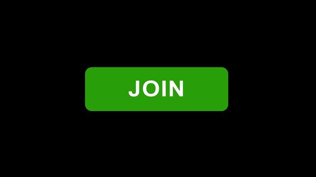 Animated green join button with mouse cursor clicking interaction for website ui ux and digital marketing conversion call to action on dark background isolated