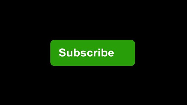 Animated green subscribe button overlay with mouse cursor click interaction for social media channel growth and digital marketing engagement creation assets isolated