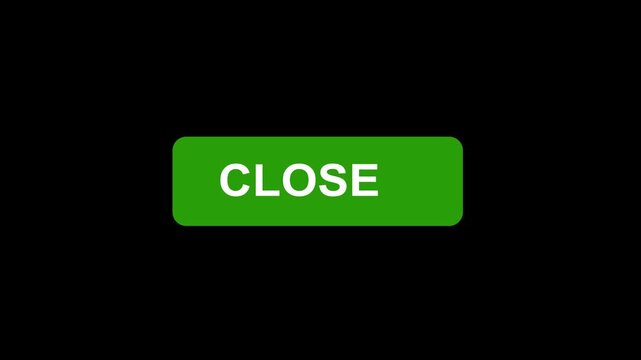 Green close button ui with animated mouse cursor clicking interaction for modern web and digital application interfaces isolated on a solid black background