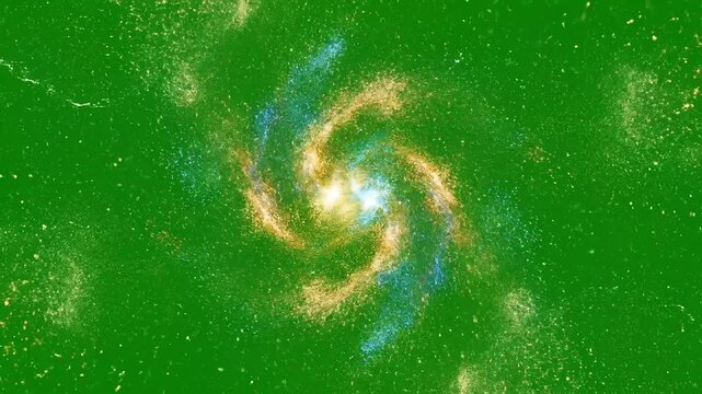 Vibrant cosmic nebula with swirling golden and blue gas clouds in deep space