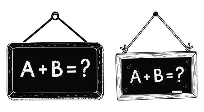 blackboard with math equation line art formula chalkboard question addition