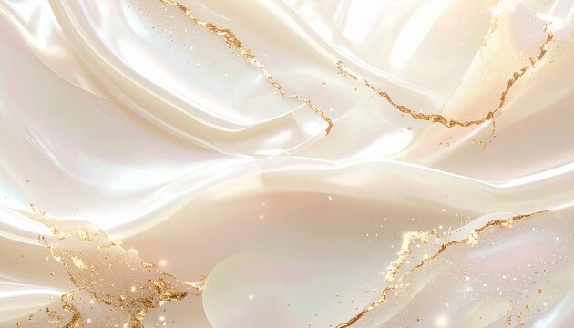 パールの光が流れる抽象デザイン・ゴールドラインが描く優雅な質感
