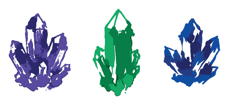 Abstract crystal shapes set for game design and creative projects