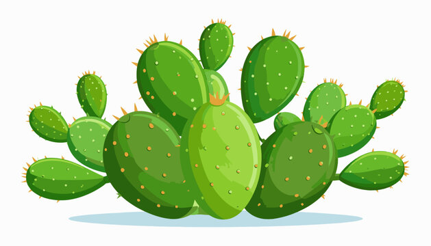 A vibrant illustration of several prickly pear cactus pads on a white background