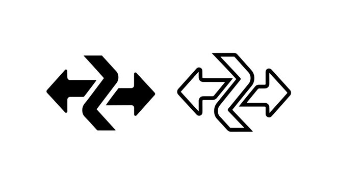 Double-Headed Zigzag Arrow Icon Set for Alternative Routes, Detours, and Flexible Directions