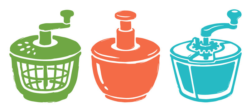 Three kitchen gadgets for vegetable preparation and food grating