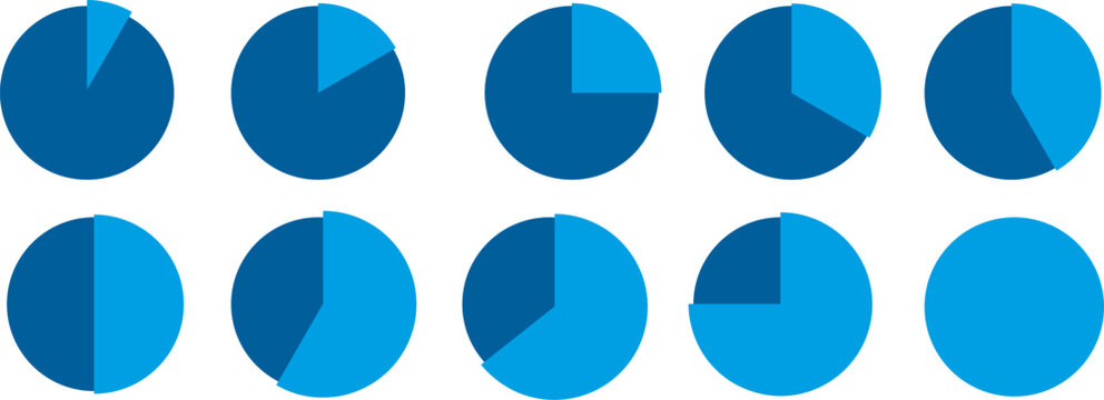Blue circular pie chart collection with creative unique loading infographic element layout template