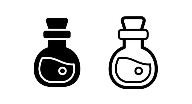 Magic Potion Bottle and Flask Icon Set for Alchemy and Fantasy Game UI