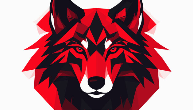 Geometric red and black wolf face illustration