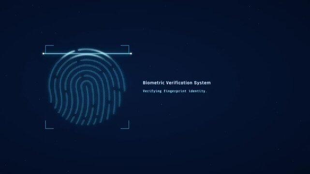 Fingerprint biometric scanning verification security identity authentication technology animation