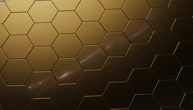 Gold coated beryllium hexagonal mirror array space telescope texture