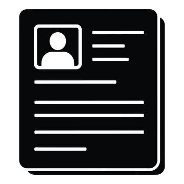 Simple icon of a persons resume or CV document page  basic profile information icon