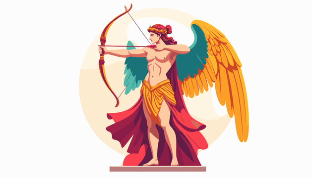 A winged figure with a bow and arrow, adorned in drapery