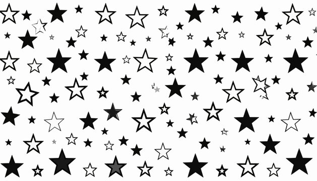 A repeating pattern of various sized stars, some filled black, some outlined