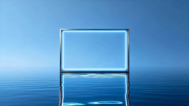 Neon frame floating on water