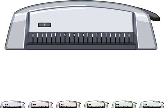 press binding machine cartoon. bind binder, object publishing press binding machine sign colorful illustration