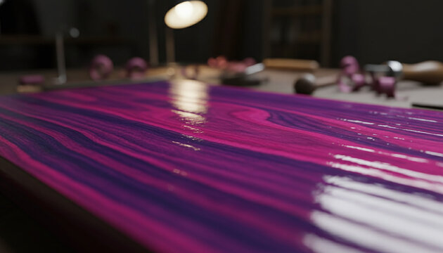 Polished Purpleheart wood Peltogyne texture with natural vibrant purple grain
