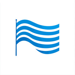 Obraz premium Blue striped waving flag vector illustration.