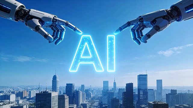 robot hands forming AI letters