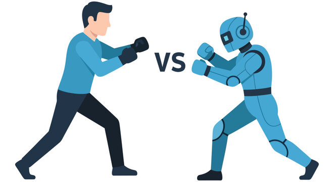 Man versus robot a conceptual illustration of future competition