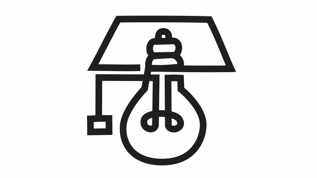 Desk lamp and lightbulb cartoon icon with creative thinking and workspace illumination element concept isolated on a transparent background for smart idea generation and intellectual property symbol.