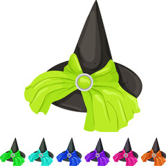 Obraz premium witch wizard hat cartoon. witch wizard hat sign colorful illustration