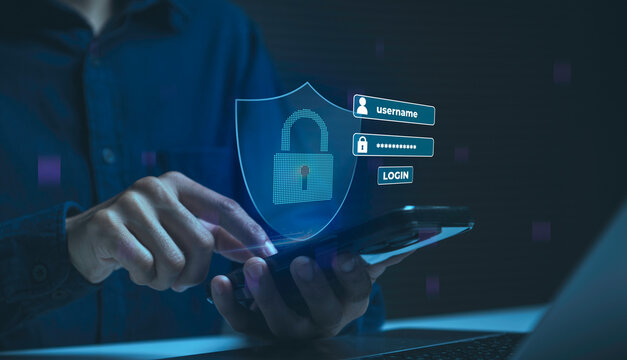 Secure login authentication on smartphone person protecting digital identity with password verification account security privacy protection and trusted online access.