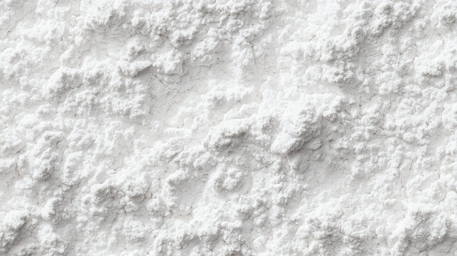 Fine white powder with a soft bumpy chalky relief forming a clean matte full frame mineral texture for minimalist backgrounds and design