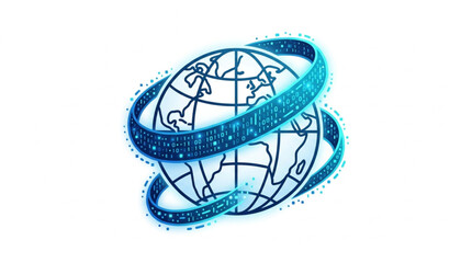 Digital Globe with Blue Orbiting Data Stream. © Farika