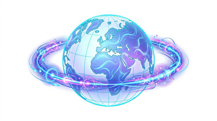 Digital Globe with Futuristic Energy Ring. © Farika