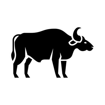 gaur glyph icon. Buffalo silhouette illustration.