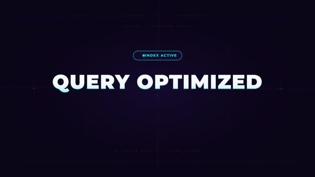 Query optimized text animation for database performance concept
