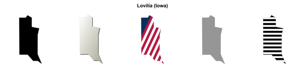 Obraz premium Lovilia (Iowa) blank outline map set