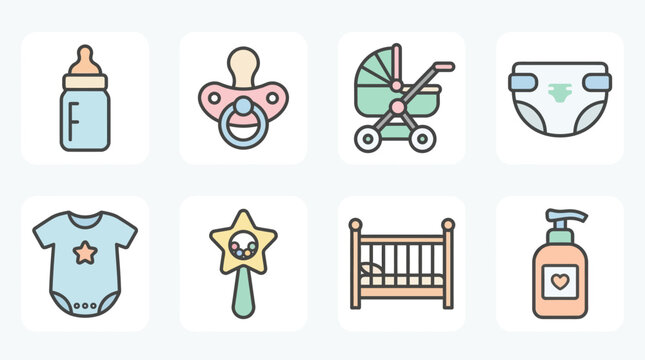 Baby nursery essentials and objects.